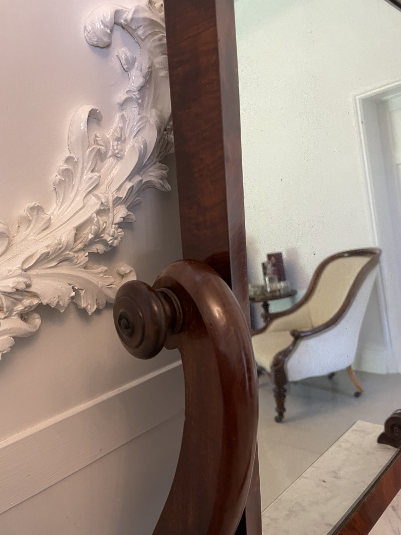 Large Antique Victorian Mahogany and Marble Topped Swing Mirror - Image 9